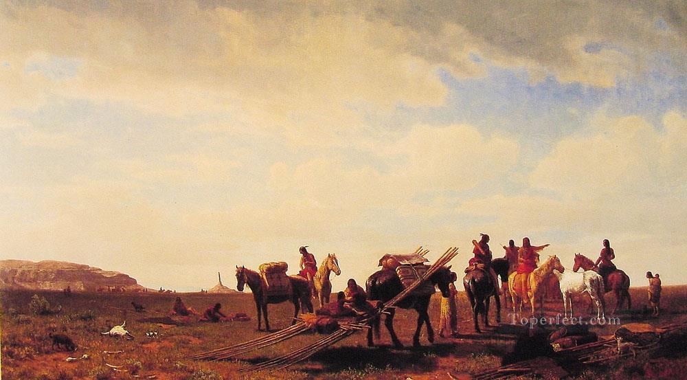 Indians Traveling near Fort Laramie American Indians Albert Bierstadt Oil Paintings